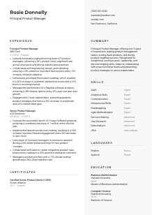 Principal Product Manager Resume Template #2