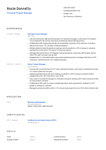 Principal Product Manager Resume Template #1