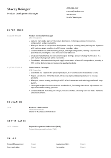 Product Development Manager CV Template #1