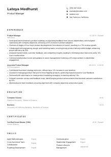 Product Manager CV Example