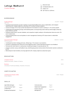 Product Manager Resume Template #4