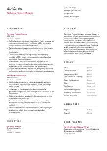 Technical Product Manager Resume Template #2