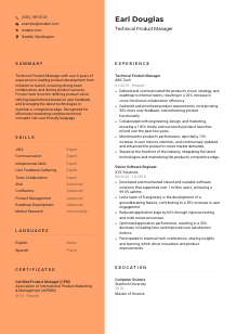 Technical Product Manager Resume Template #3