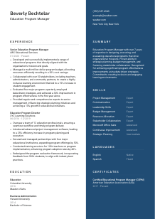 Education Program Manager CV Template #2