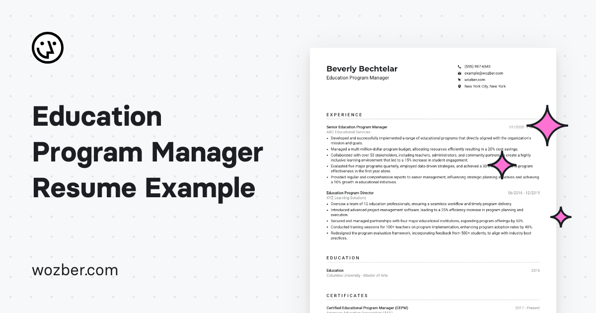 Education Program Manager CV Example