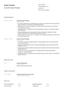 Nonprofit Program Manager CV Template #1
