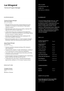Technical Program Manager Resume Template #17