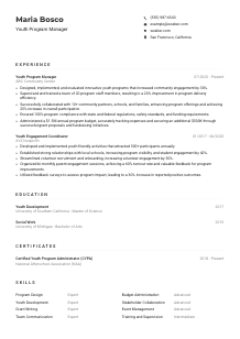 Youth Program Manager CV Example