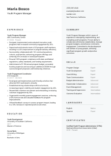 Youth Program Manager CV Template #12