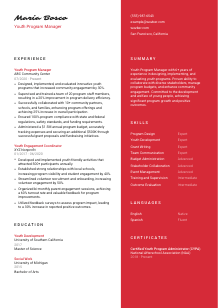 Youth Program Manager CV Template #22