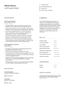 Youth Program Manager CV Template #7