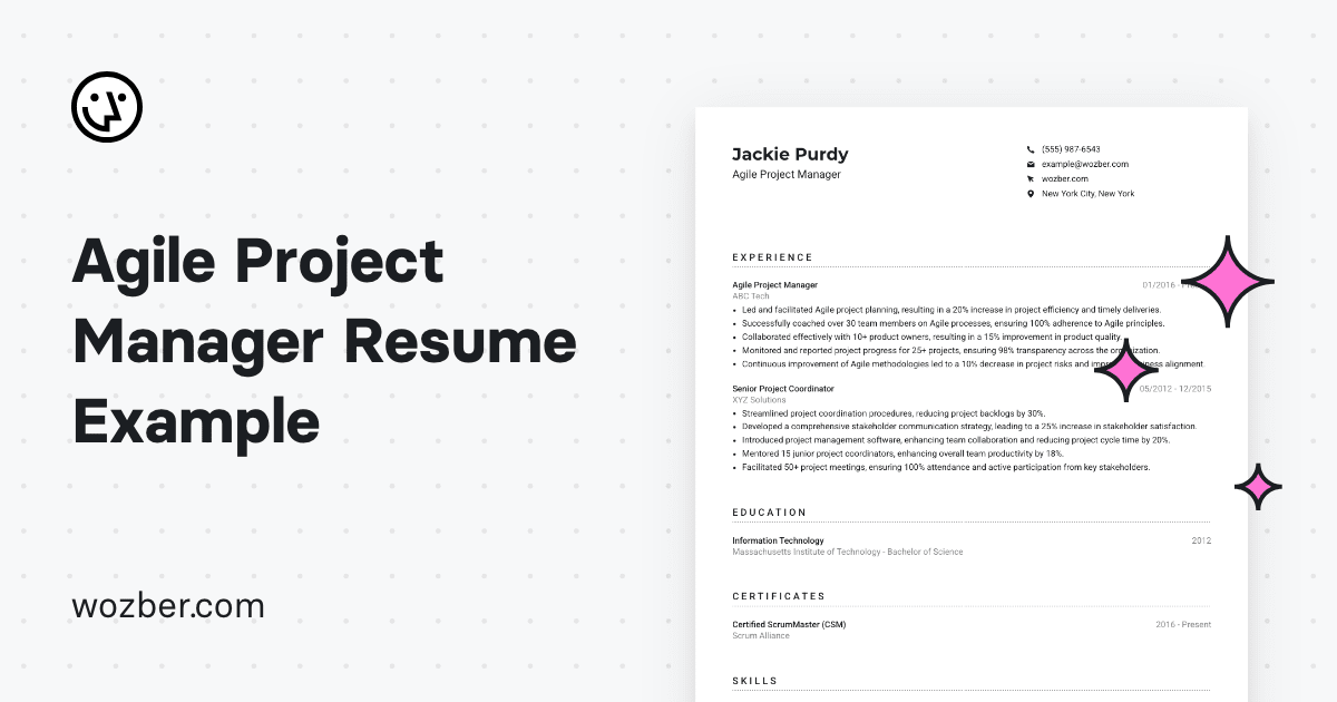 Agile Project Manager Resume Example