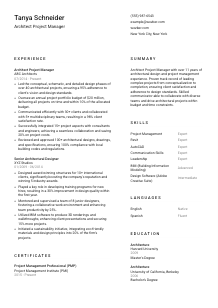 Architect Project Manager Resume Template #1