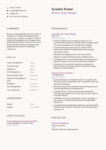 Business Project Manager CV Template #3