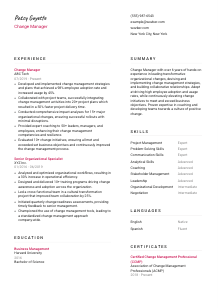 Change Manager Resume Template #2