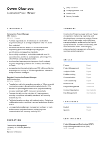 Construction Project Manager Resume Template #10
