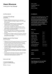 Construction Project Manager Resume Template #17