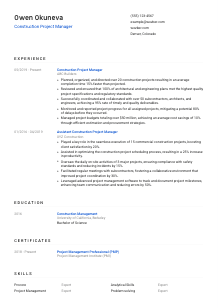 Construction Project Manager CV Template #8