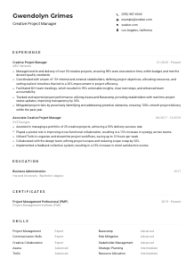 Creative Project Manager CV Example