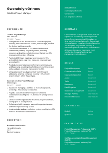 Creative Project Manager Resume Template #2