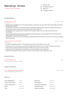Creative Project Manager Resume Template #1