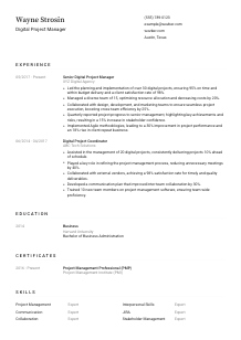 Digital Project Manager Resume Template #1