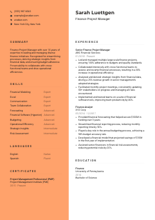 Finance Project Manager Resume Template #19