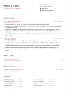 Healthcare Project Manager Resume Template #1