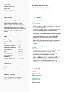 Implementation Project Manager Resume Template #2