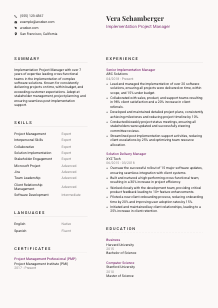 Implementation Project Manager CV Template #3