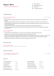 Infrastructure Project Manager CV Template #4
