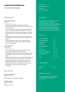 Principal Program Manager CV Template #16