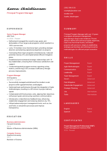 Principal Program Manager CV Template #22