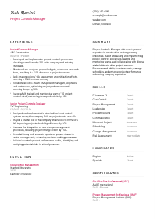 Project Controls Manager Resume Template #11