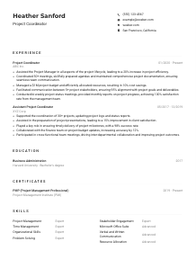Project Coordinator CV Example