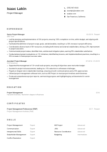Project Manager CV Example