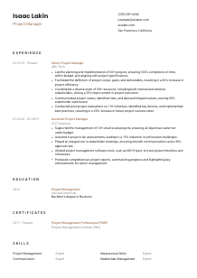 Project Manager Resume Template #1