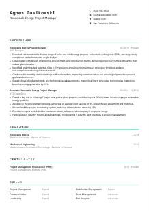Renewable Energy Project Manager Resume Template #18
