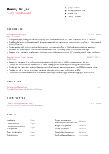 Roofing Project Manager CV Template #4