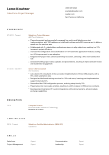 Salesforce Project Manager CV Template #6
