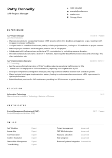 SAP Project Manager Resume Example