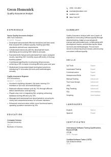 Quality Assurance Analyst Resume Template #7