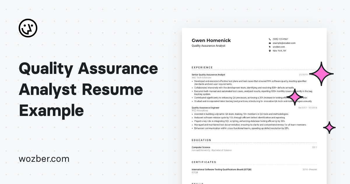 Quality Assurance Analyst Resume Example