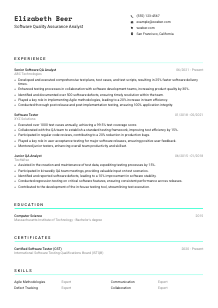 Software Quality Assurance Analyst Resume Template #18