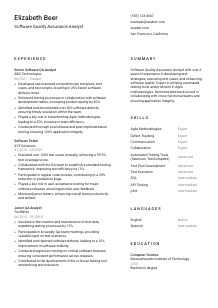 Software Quality Assurance Analyst Resume Template #2
