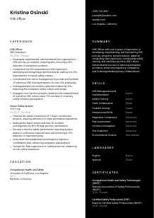 HSE Officer Resume Template #3