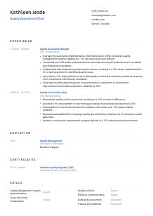 Quality Assurance Officer Resume Template #8