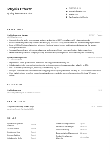 Quality Assurance Auditor CV Example