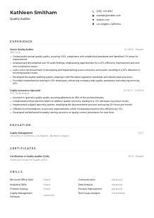 Quality Auditor Resume Example