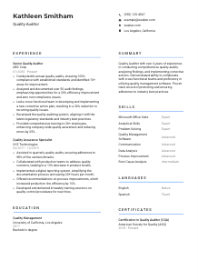 Quality Auditor CV Template #10